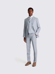 MOSS Blue Tailored Fit Light Linen Jacket - Image 3 of 5