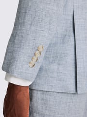 MOSS Blue Tailored Fit Light Linen Jacket - Image 4 of 5