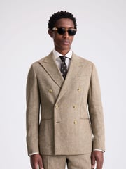 MOSS Brown Slim Fit Gold Herringbone Jacket - Image 1 of 5