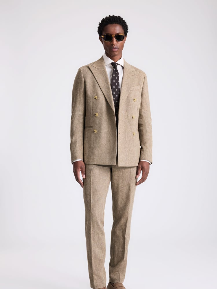 MOSS Brown Slim Fit Gold Herringbone Jacket - Image 2 of 5