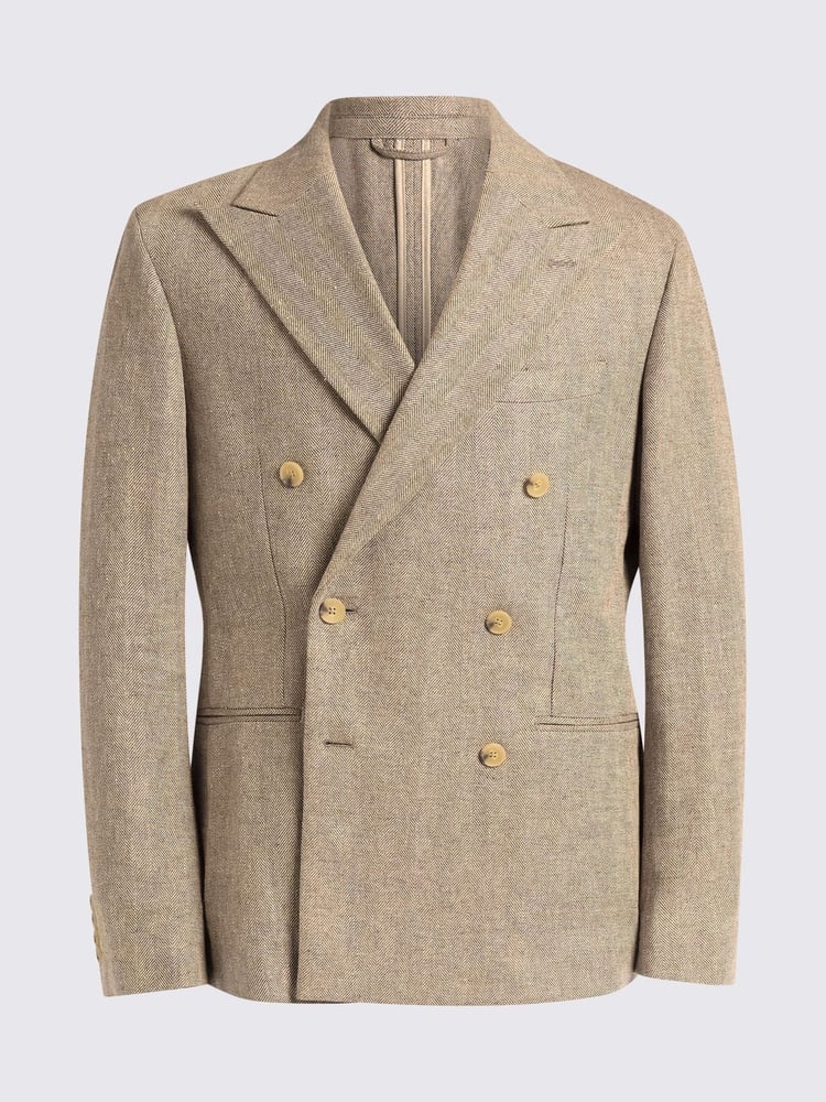 MOSS Brown Slim Fit Gold Herringbone Jacket - Image 5 of 5