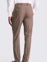 MOSS Brown Slim Fit Slub Trousers - Image 2 of 3