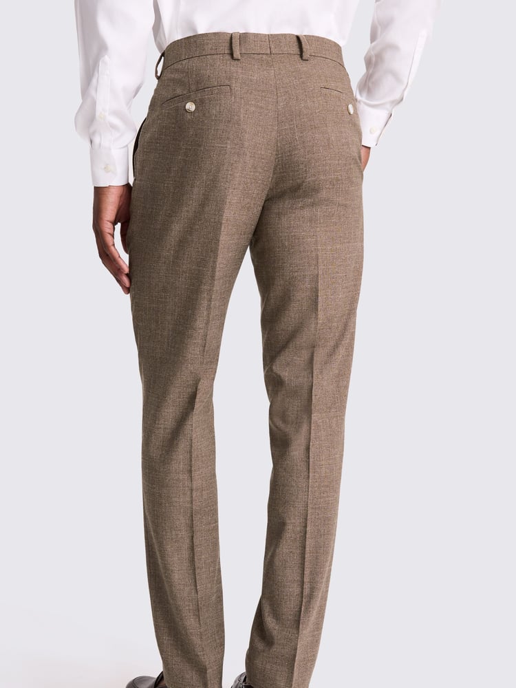 MOSS Brown Slim Fit Slub Trousers - Image 2 of 3