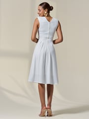 Jolie Moi White Plain Sleeveless Midi Dress - Image 2 of 6