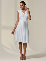 Jolie Moi White Plain Sleeveless Midi Dress - Image 3 of 6