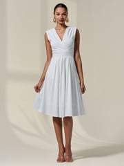 Jolie Moi White Plain Sleeveless Midi Dress - Image 4 of 6
