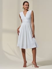 Jolie Moi White Plain Sleeveless Midi Dress - Image 5 of 6