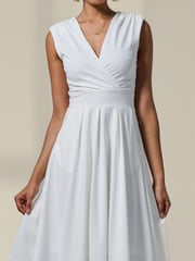 Jolie Moi White Plain Sleeveless Midi Dress - Image 6 of 6