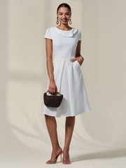 Jolie Moi White Collared Cap Sleeve Midi Dress - Image 4 of 6