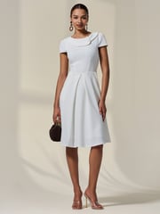 Jolie Moi White Collared Cap Sleeve Midi Dress - Image 5 of 6