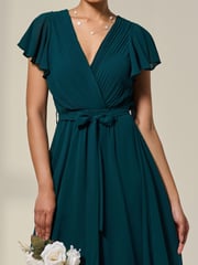 Jolie Moi Green Chiffon Flutter Sleeve Maxi Dress - Image 6 of 6