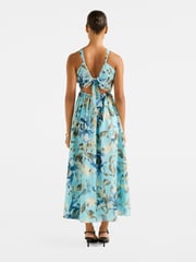 Forever New Blue Dakota Printed Halter Neck Midi Dress Contains Linen - Image 2 of 5