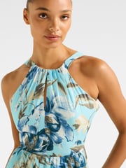Forever New Blue Dakota Printed Halter Neck Midi Dress Contains Linen - Image 3 of 5