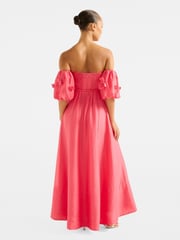 Forever New Pink Cora Floral Print Appliqué Midi Dress Contains Linen - Image 2 of 4