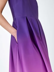 Roman Purple Ombre Pleated Luxe Stretch Midi Dress - Image 5 of 5