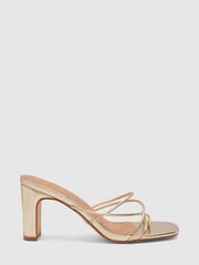Novo Gold Regular Fit Ubari Strappy Heeled Mule - Image 1 of 2