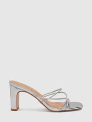 Novo Silver Regular Fit Ubari Strappy Heeled Mule - Image 1 of 2