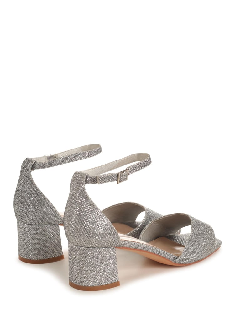 Linzi Silver Mollie Block Heeled Sandal With Closed Back - Image 4 of 4