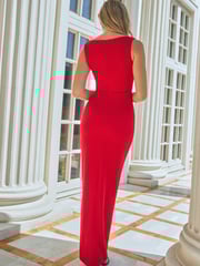 Sistaglam Red Wrap Maxi Dress With Knot Detail - Image 4 of 4