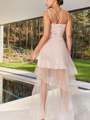 Chi Chi London Pink Puff Sleeve Mesh Bodycon Dress - Image 2 of 5