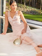 Chi Chi London Pink Puff Sleeve Mesh Bodycon Dress - Image 3 of 5