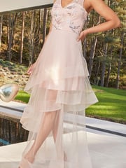 Chi Chi London Pink Puff Sleeve Mesh Bodycon Dress - Image 4 of 5