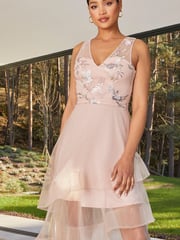 Chi Chi London Pink Puff Sleeve Mesh Bodycon Dress - Image 5 of 5