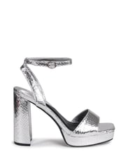 Linzi Silver Lizard Gloria Platform Heeled Sandal With Wrap Around Ankle Strap - Image 3 of 5