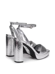 Linzi Silver Lizard Gloria Platform Heeled Sandal With Wrap Around Ankle Strap - Image 5 of 5