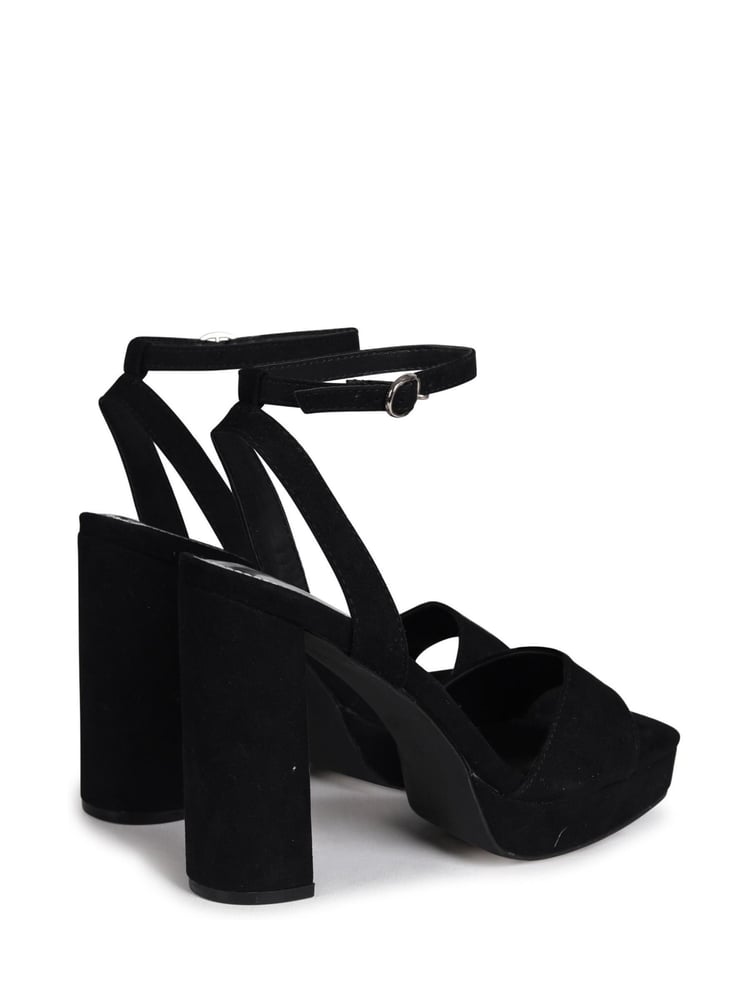 Linzi Black Gloria Platform Heeled Sandal With Wrap Around Ankle Strap - Image 4 of 4