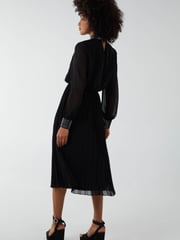 Blue Vanilla Black Diamante Collar Pleated Skirt Midi Dress - Image 3 of 4