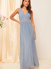 Lipsy Blue Empire Sleeveless Bridesmaid Maxi Dress - Image 1 of 4