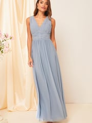 Lipsy Blue Empire Sleeveless Bridesmaid Maxi Dress - Image 3 of 4
