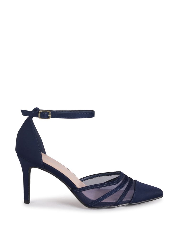 Linzi Navy Blue Serri Court Stiletto Heel With Mesh Front Detail - Image 2 of 4