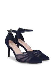 Linzi Navy Blue Serri Court Stiletto Heel With Mesh Front Detail - Image 3 of 4