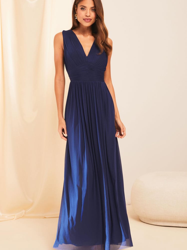 Lipsy Navy Empire Sleeveless Bridesmaid Maxi Dress - Image 1 of 4