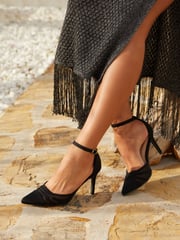 Linzi Black Black Serri Court Stiletto Heel With Mesh Front Detail - Image 1 of 5