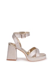 Linzi Gold Giselle Platform Heeled Sandal With Cross Front Straps - Image 2 of 4