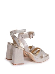Linzi Gold Giselle Platform Heeled Sandal With Cross Front Straps - Image 4 of 4