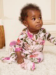 Love & Roses Cream Floral Baby Printed Ruffle Sleepsuit - Image 1 of 4