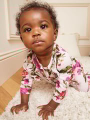 Love & Roses Cream Floral Baby Printed Ruffle Sleepsuit - Image 2 of 4