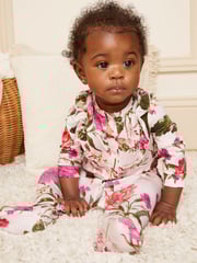 Love & Roses Cream Floral Baby Printed Ruffle Sleepsuit - Image 3 of 4