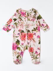 Love & Roses Cream Floral Baby Printed Ruffle Sleepsuit - Image 4 of 4