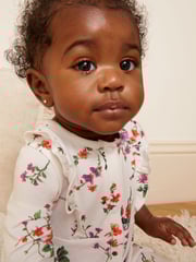 Love & Roses Pink/White Floral Baby 2 Pack Printed Ruffle Sleepsuit - Image 4 of 4