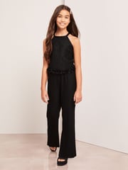 Lipsy Black Plisse Top And Trousers Party Set - Image 1 of 1