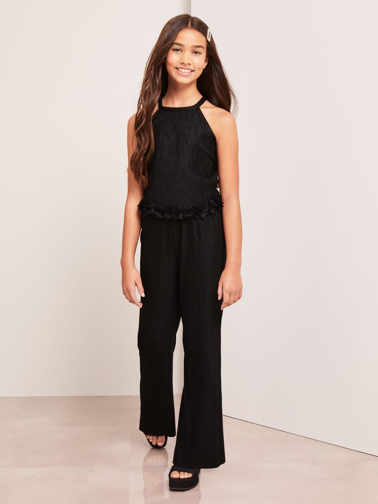 Lipsy Black Plisse Top And Trousers Party Set - Image 1 of 1