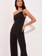 Lipsy Black One Shoulder Trim Jumpsuit - Image 3 of 4