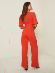 Lipsy Red Knot Puff Sleeve Jumpsuit - Image 2 of 4