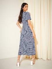 Friends Like These Navy Swirl ITY Angel Shorts Sleeve Midi Dress - Image 4 of 4