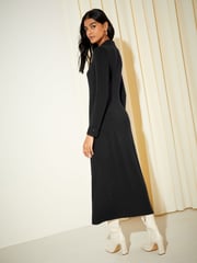 Friends Like These Black Long Sleeve Jersey Wrap Midi Dress - Image 4 of 4